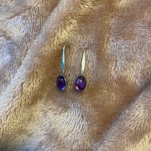 Silver/purple drop earrings
